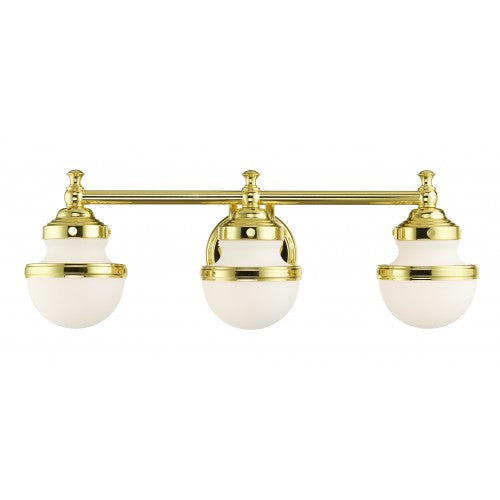 3 Light Polished Brass Bath Vanity Wall Sconce Livex