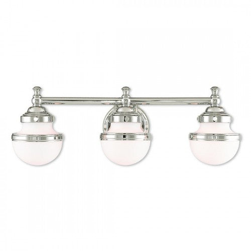 3 Light Polished Chrome Bath Light Wall Sconce Livex
