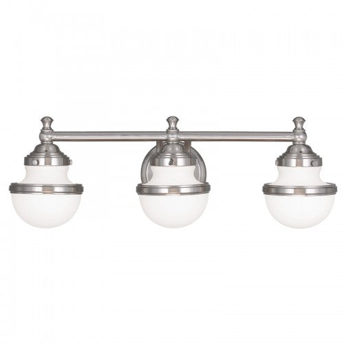 3 Light Brushed Nickel Bath Light Wall Sconce Livex