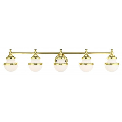 5 Light Polished Brass Bath Vanity Wall Sconce Livex