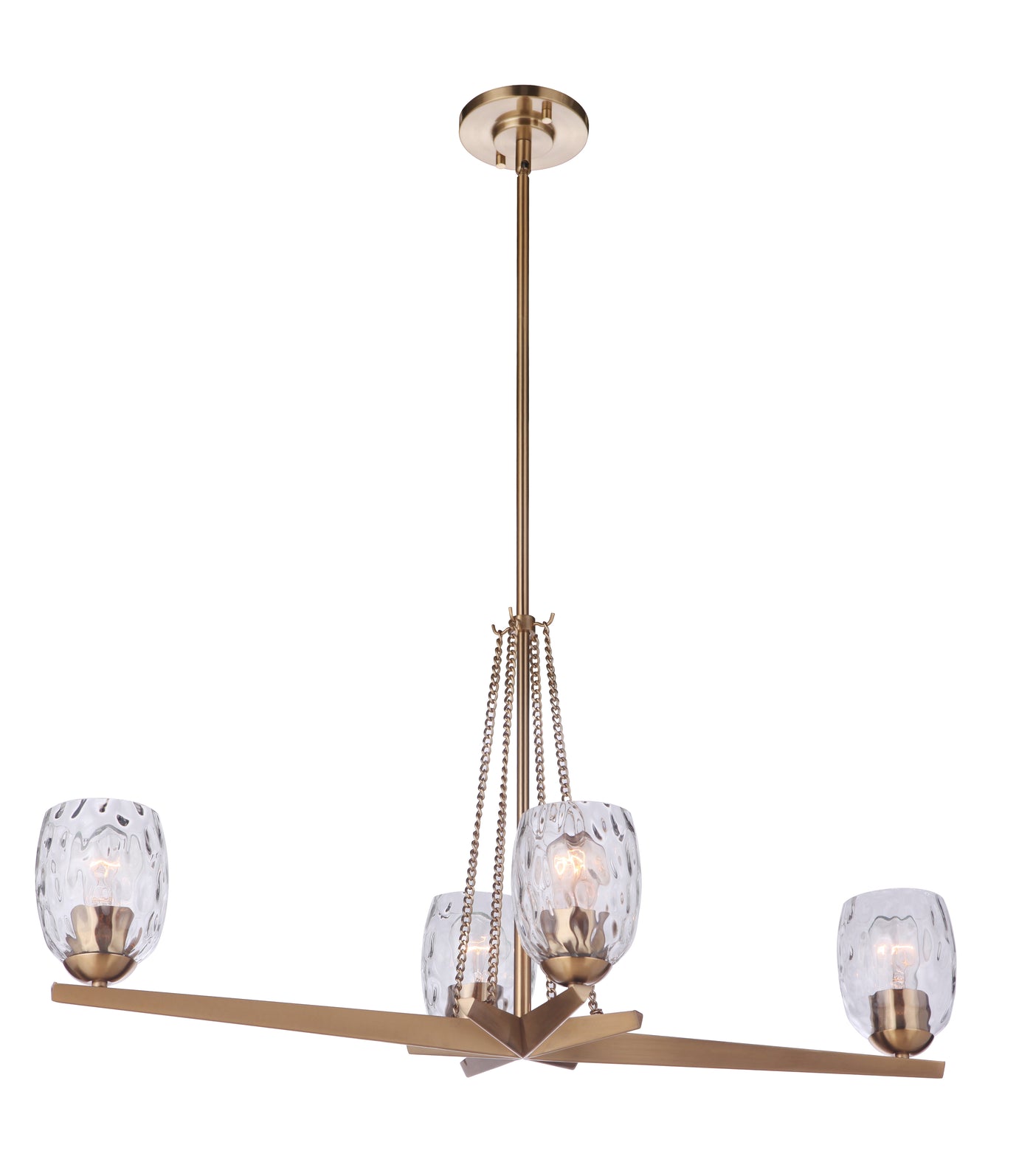 Guiding Star 4 Light Linear Chandelier in Satin Brass Chandelier Craftmade