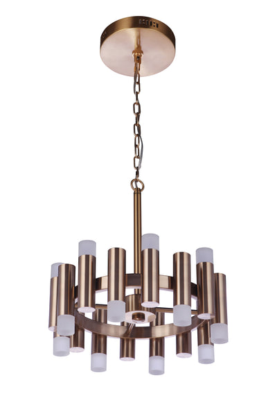 Simple Lux 16 Light LED Chandelier in Satin Brass Chandelier Craftmade