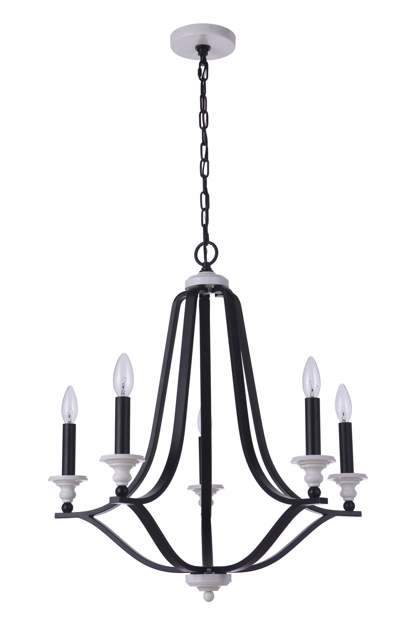 Esme 5 Light Chandelier in Flat Black/Matte White Chandelier Craftmade