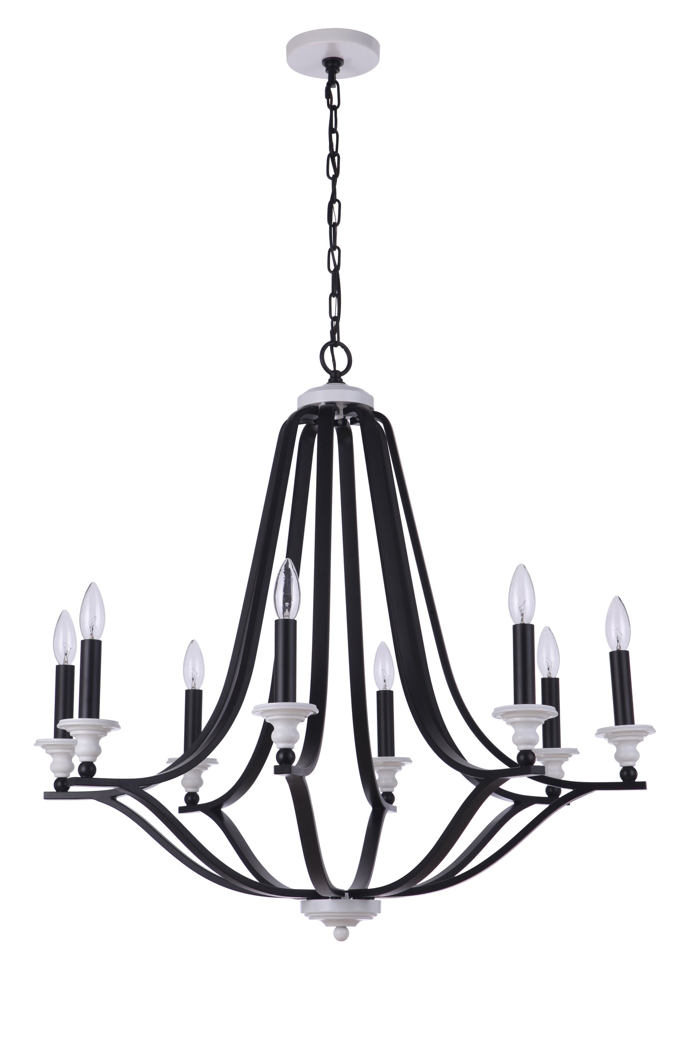 Esme 8 Light Chandelier in Flat Black/Matte White Chandelier Craftmade