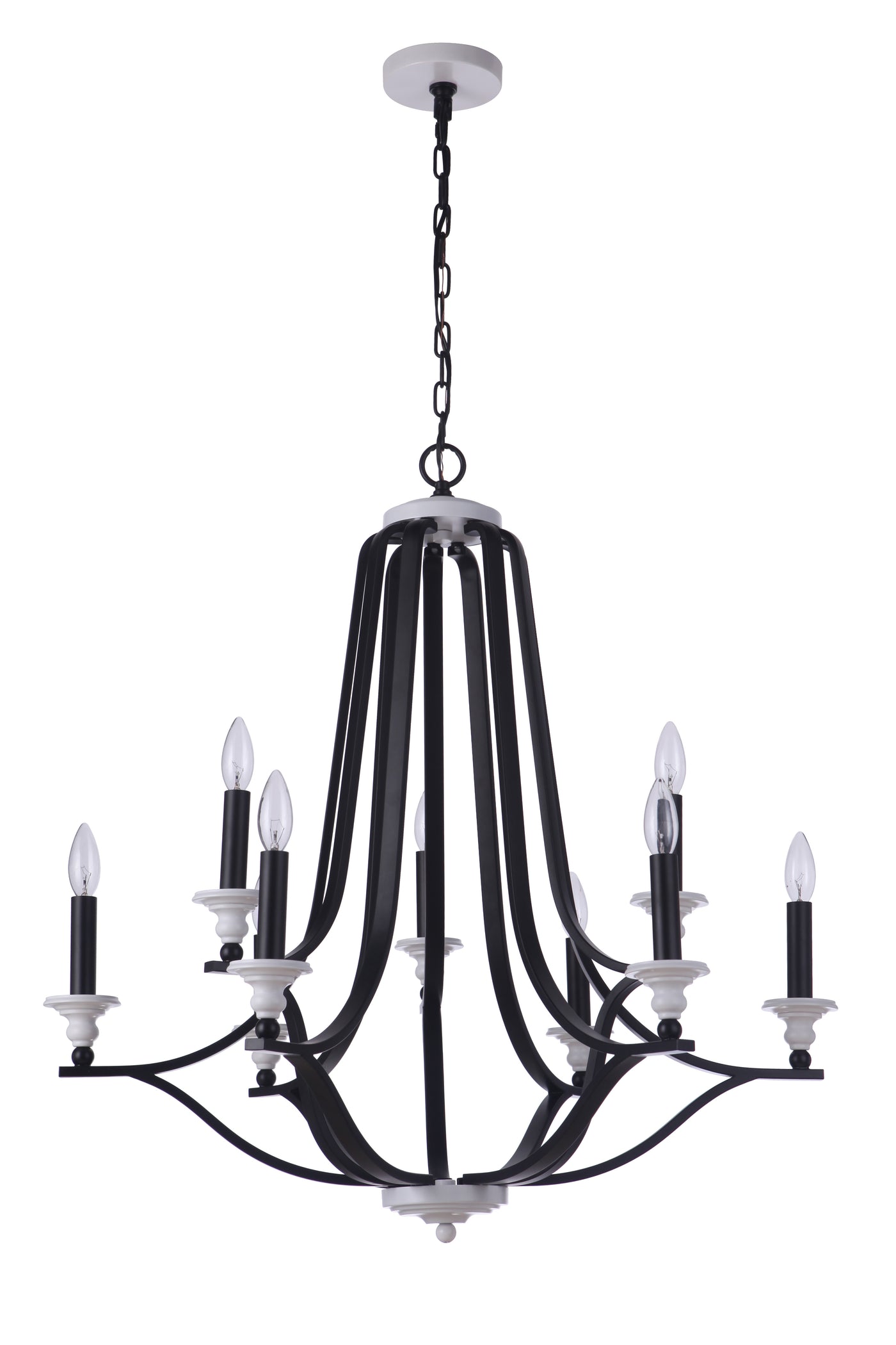 Esme 9 Light Chandelier in Flat Black/Matte White Chandelier Craftmade