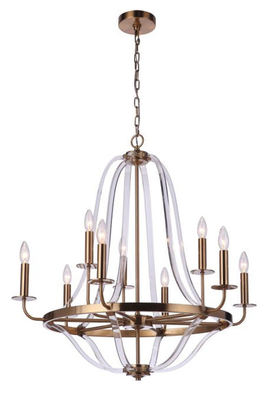 Graclyn 9 Light Chandelier in Satin Brass Chandelier Craftmade