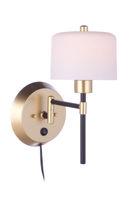 Wentworth 1 Light Portable Swing Arm Sconce in Flat Black/Sunset Gold Wall Sconce Craftmade