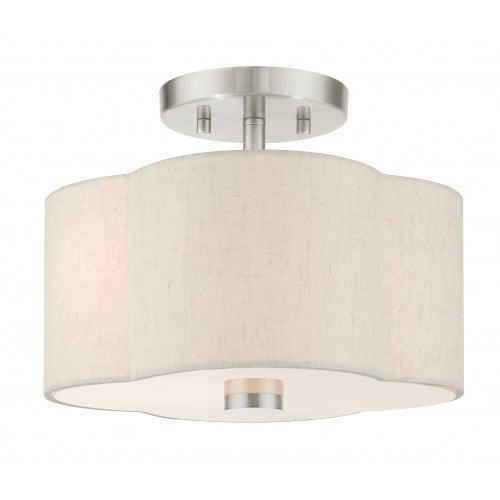 2 Light Brushed Nickel Semi Flush Semi Flush Livex