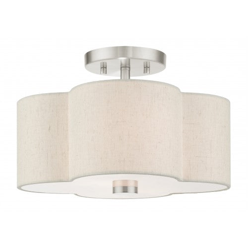 2 Light Brushed Nickel Semi Flush Semi Flush Livex