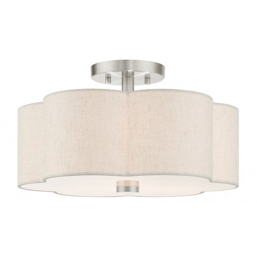 3 Light Brushed Nickel Semi Flush Semi Flush Livex