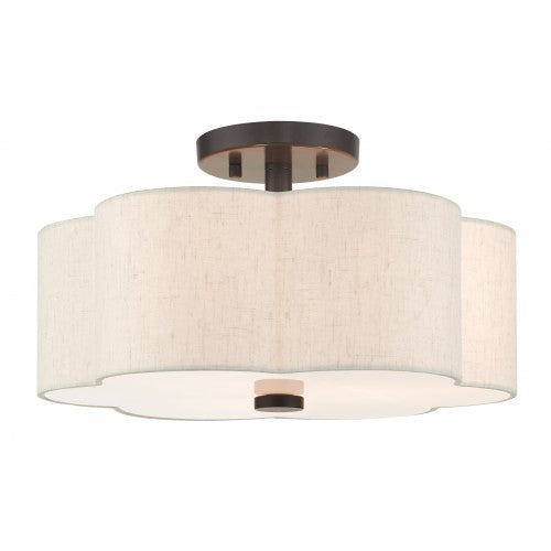 3 Light English Bronze Semi Flush Semi Flush Livex