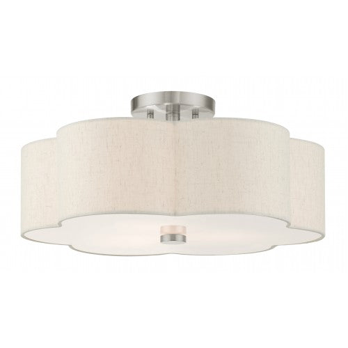 3 Light Brushed Nickel Semi Flush Semi Flush Livex