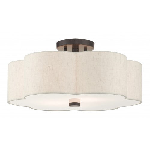 3 Light English Bronze Semi Flush Semi Flush Livex