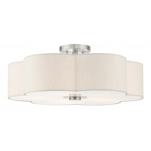 5 Light Brushed Nickel Semi Flush Semi Flush Livex