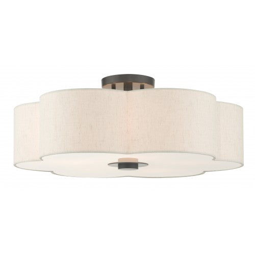 5 Light English Bronze Semi Flush Semi Flush Livex