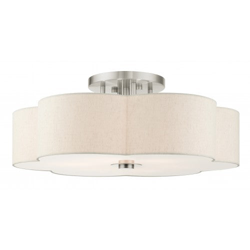 6 Light Brushed Nickel Semi Flush Semi Flush Livex