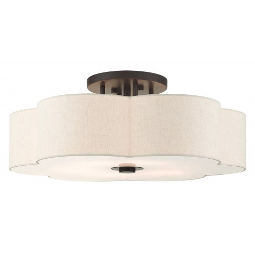 6 Light English Bronze Semi Flush Semi Flush Livex