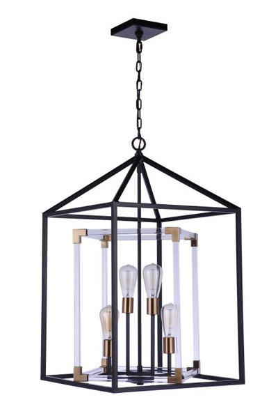 Aaron 4 Light Pendant in Flat Black/Satin Brass Pendant Craftmade