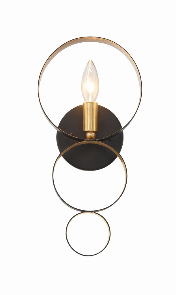 Luna 1 Light English Bronze + Antique Gold Sphere Sconce Wall Sconce Crystorama