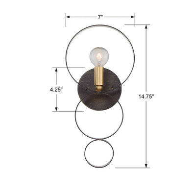 Luna 1 Light English Bronze + Antique Gold Sphere Sconce Wall Sconce Crystorama