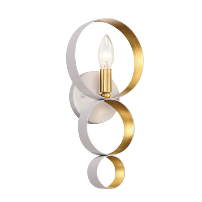 Luna 1 Light Matte White + Antique Gold Sphere Sconce Wall Sconce Crystorama