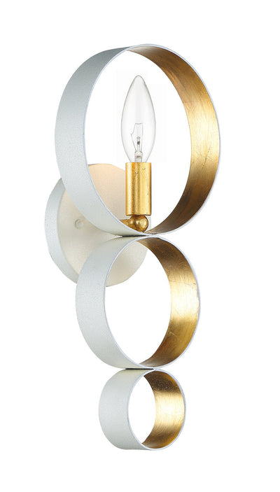 Luna 1 Light Matte White + Antique Gold Sphere Sconce Wall Sconce Crystorama