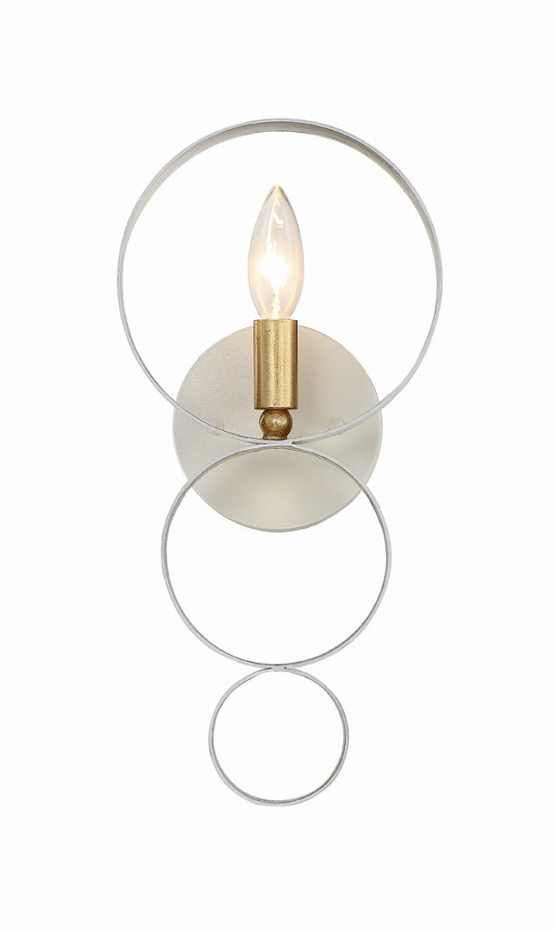 Luna 1 Light Matte White + Antique Gold Sphere Sconce Wall Sconce Crystorama