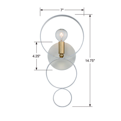 Luna 1 Light Matte White + Antique Gold Sphere Sconce Wall Sconce Crystorama