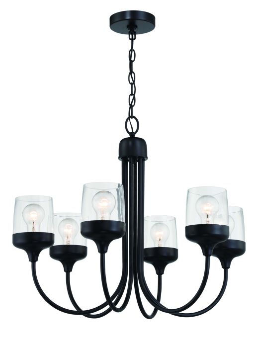 Wrenn 6 Light Chandelier in Flat Black Chandelier Craftmade