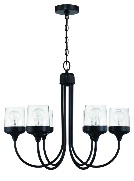 Wrenn 6 Light Chandelier in Flat Black Chandelier Craftmade