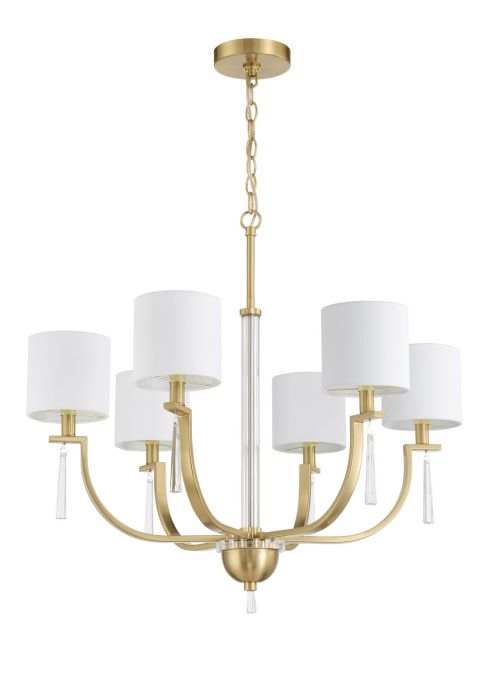 Fortuna 6 Light Chandelier in Satin Brass Chandelier Craftmade