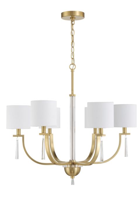 Fortuna 6 Light Chandelier in Satin Brass Chandelier Craftmade