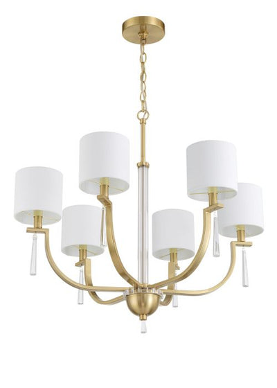 Fortuna 6 Light Chandelier in Satin Brass Chandelier Craftmade