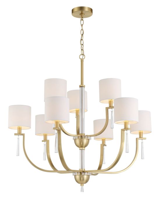 Fortuna 9 Light Chandelier in Satin Brass Chandelier Craftmade