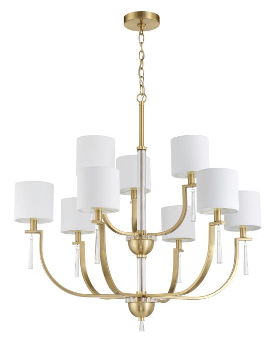 Fortuna 9 Light Chandelier in Satin Brass Chandelier Craftmade