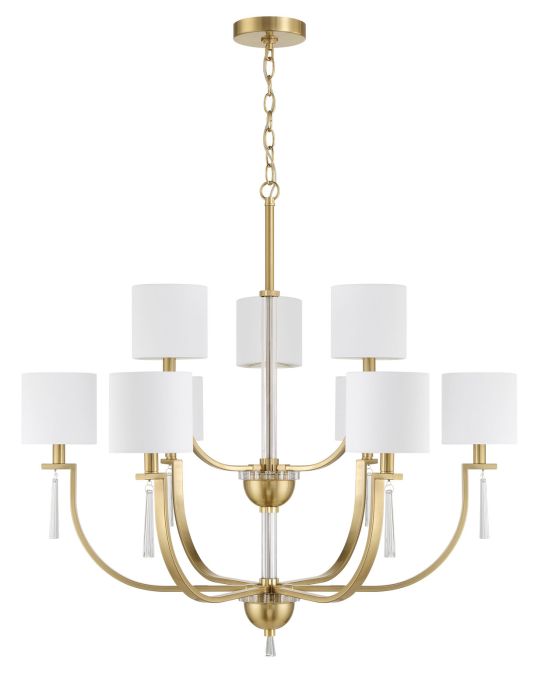 Fortuna 9 Light Chandelier in Satin Brass Chandelier Craftmade