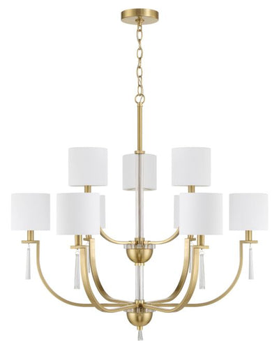 Fortuna 9 Light Chandelier in Satin Brass Chandelier Craftmade