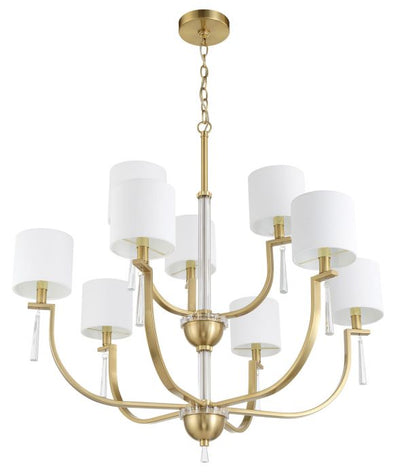 Fortuna 9 Light Chandelier in Satin Brass Chandelier Craftmade