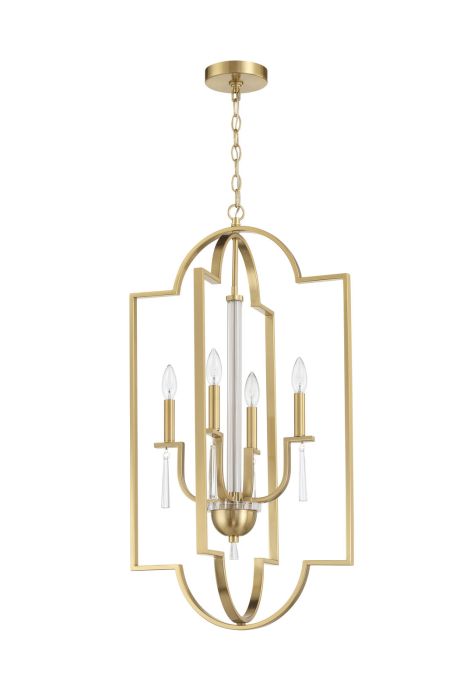 Fortuna 4 Light Foyer in Satin Brass Pendant Craftmade