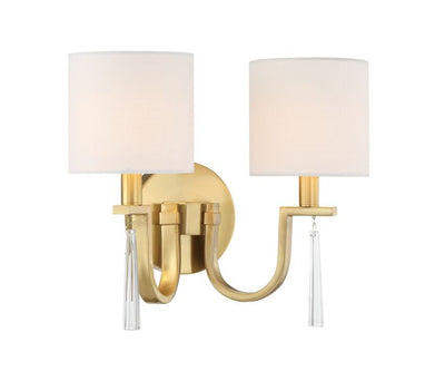 Fortuna 2 Light Wall Sconce in Satin Brass Wall Sconce Craftmade