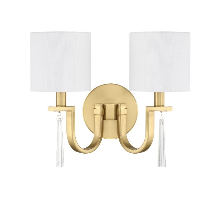 Fortuna 2 Light Wall Sconce in Satin Brass Wall Sconce Craftmade