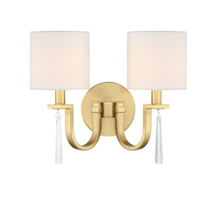 Fortuna 2 Light Wall Sconce in Satin Brass Wall Sconce Craftmade