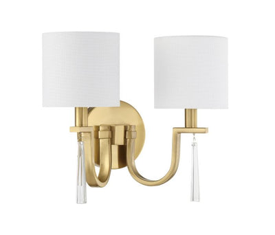 Fortuna 2 Light Wall Sconce in Satin Brass Wall Sconce Craftmade