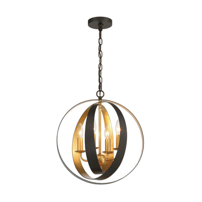 Luna 4 Light English Bronze + Antique Gold Sphere Mini Chandelier Chandelier Crystorama