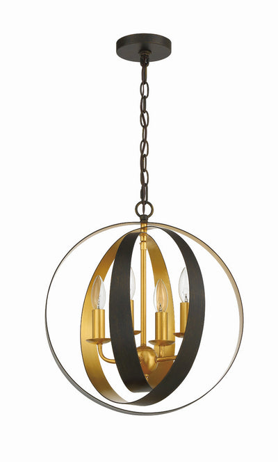 Luna 4 Light English Bronze + Antique Gold Sphere Mini Chandelier Chandelier Crystorama