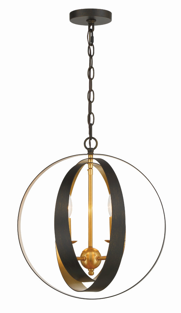 Luna 4 Light English Bronze + Antique Gold Sphere Mini Chandelier Chandelier Crystorama