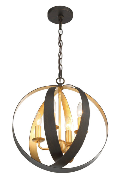 Luna 4 Light English Bronze + Antique Gold Sphere Mini Chandelier Chandelier Crystorama