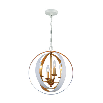 Luna 4 Light Matte White + Antique Gold Sphere Mini Chandelier Chandelier Crystorama