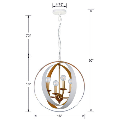 Luna 4 Light Matte White + Antique Gold Sphere Mini Chandelier Chandelier Crystorama