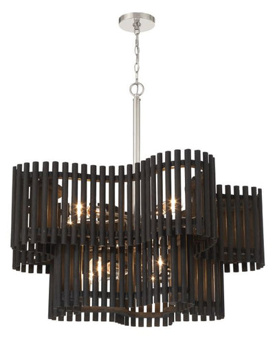 Freeform 10 Light Chandelier in Polished Nickel/Black Walnut Chandelier Craftmade